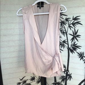Missguided pink tie waist blouse